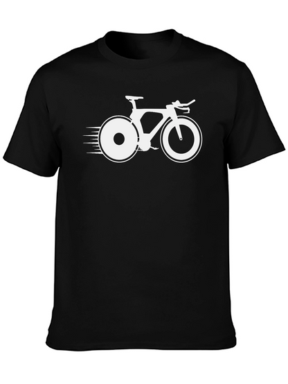 Mens Black T-Shirt with Bicycle Graphic