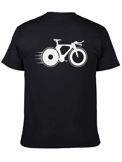 Mens Black T-Shirt with Bicycle Graphic