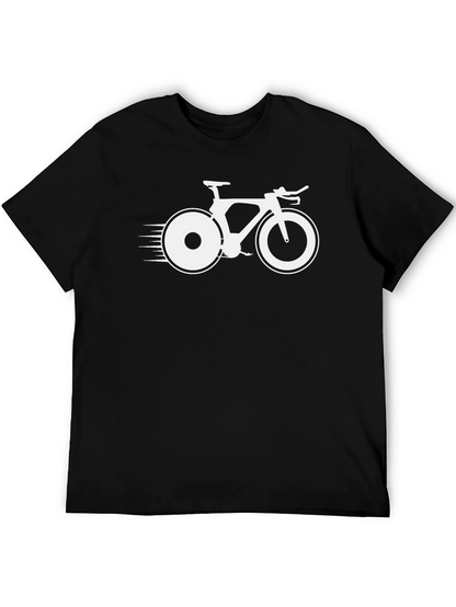 Mens Black T-Shirt with Bicycle Graphic