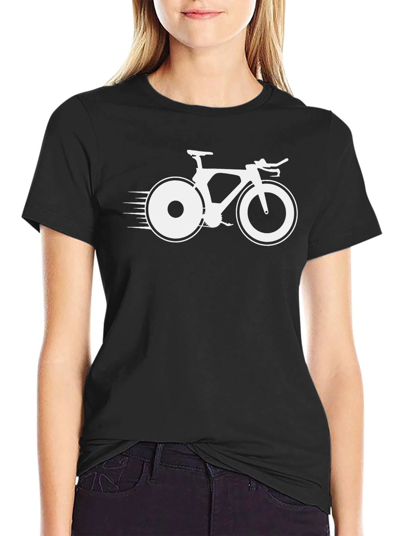 Mens Black T-Shirt with Bicycle Graphic