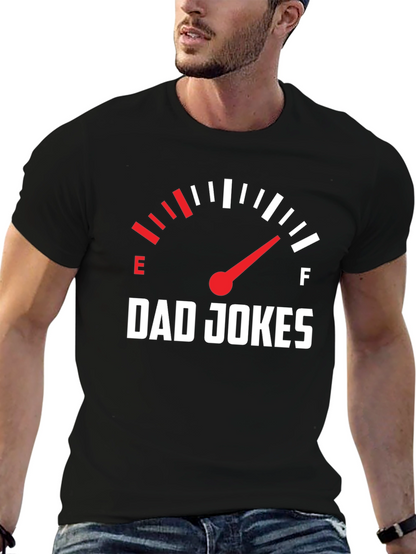 Dad Jokes Fuel Gauge Graphic Tee - Black Cotton