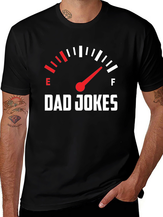 Dad Jokes Fuel Gauge Graphic Tee - Black Cotton