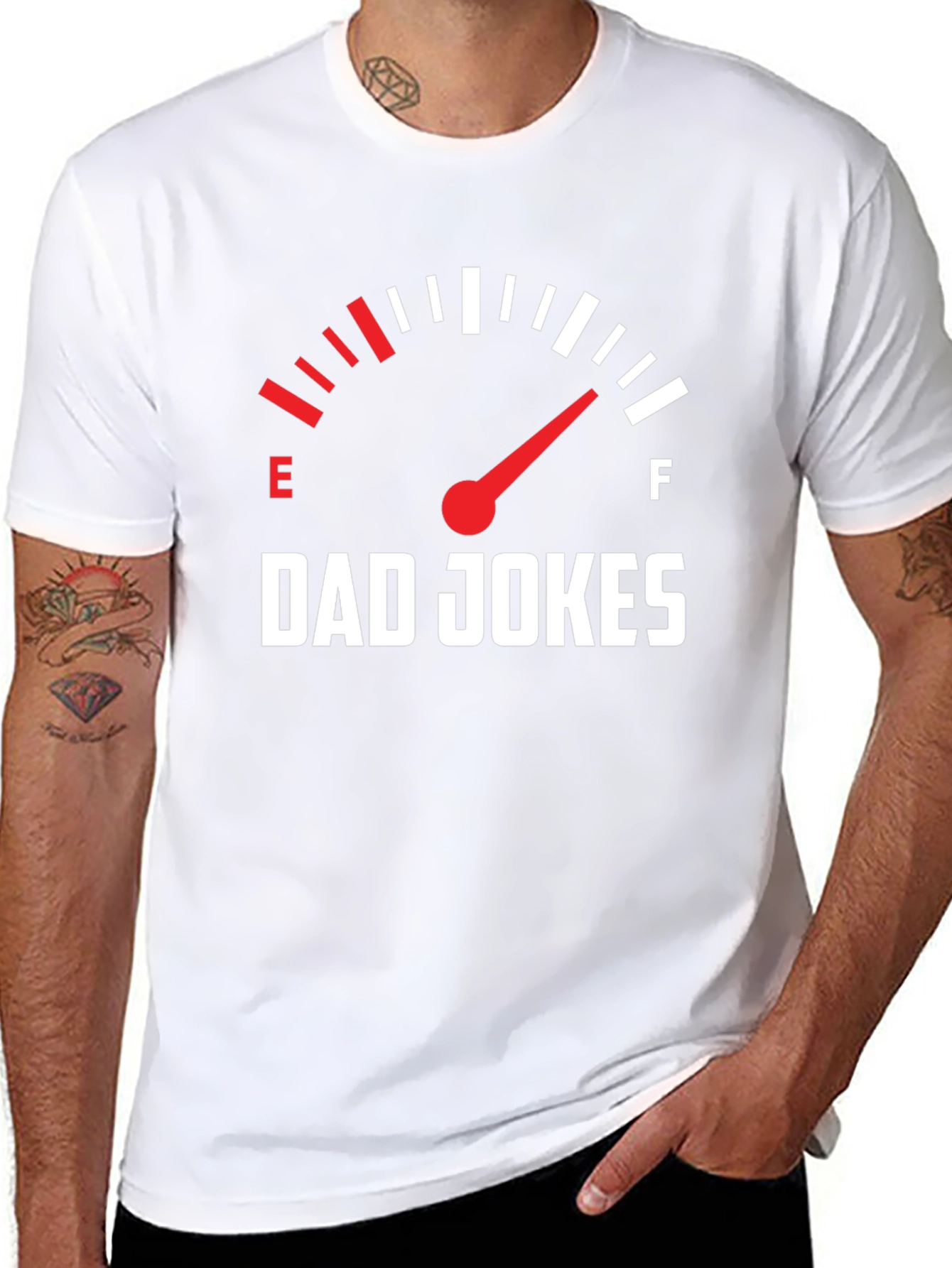 Dad Jokes Fuel Gauge Graphic Tee - Black Cotton
