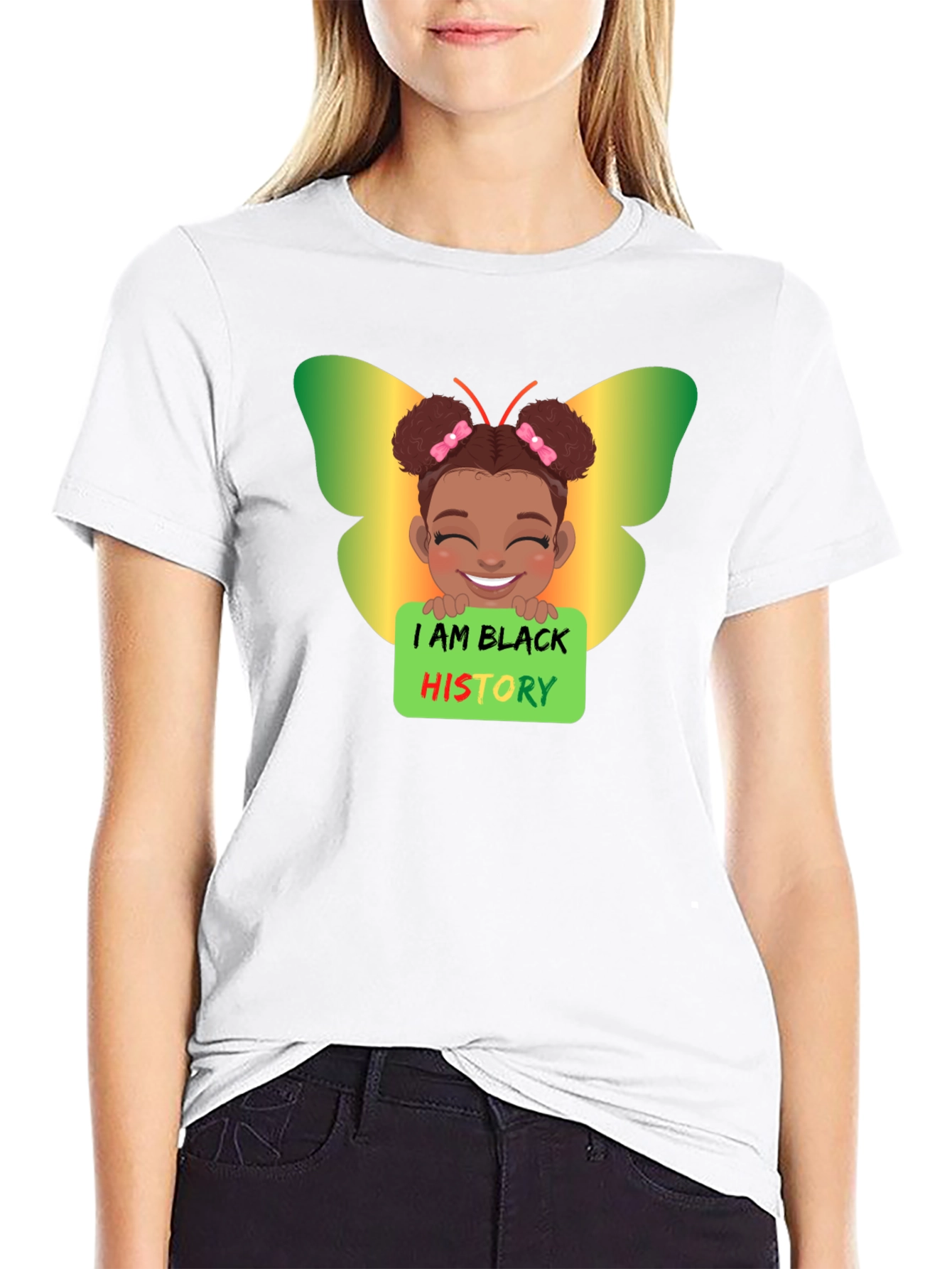 Black History Butterfly Girl T-Shirt