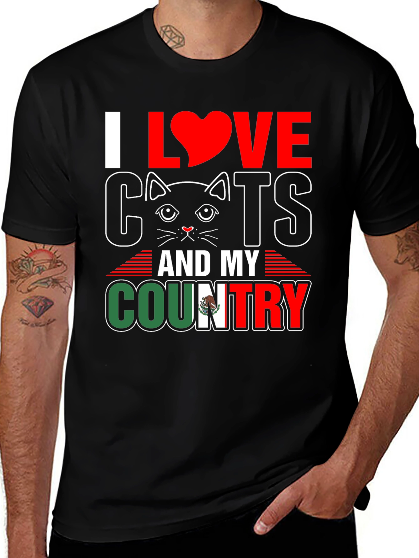 I Love Cats and My Country Graphic T-Shirt