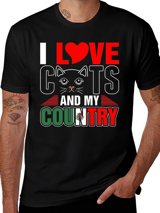 I Love Cats and My Country Graphic T-Shirt
