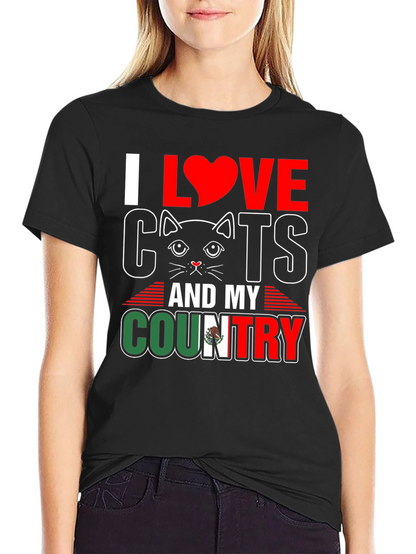 I Love Cats and My Country Graphic T-Shirt