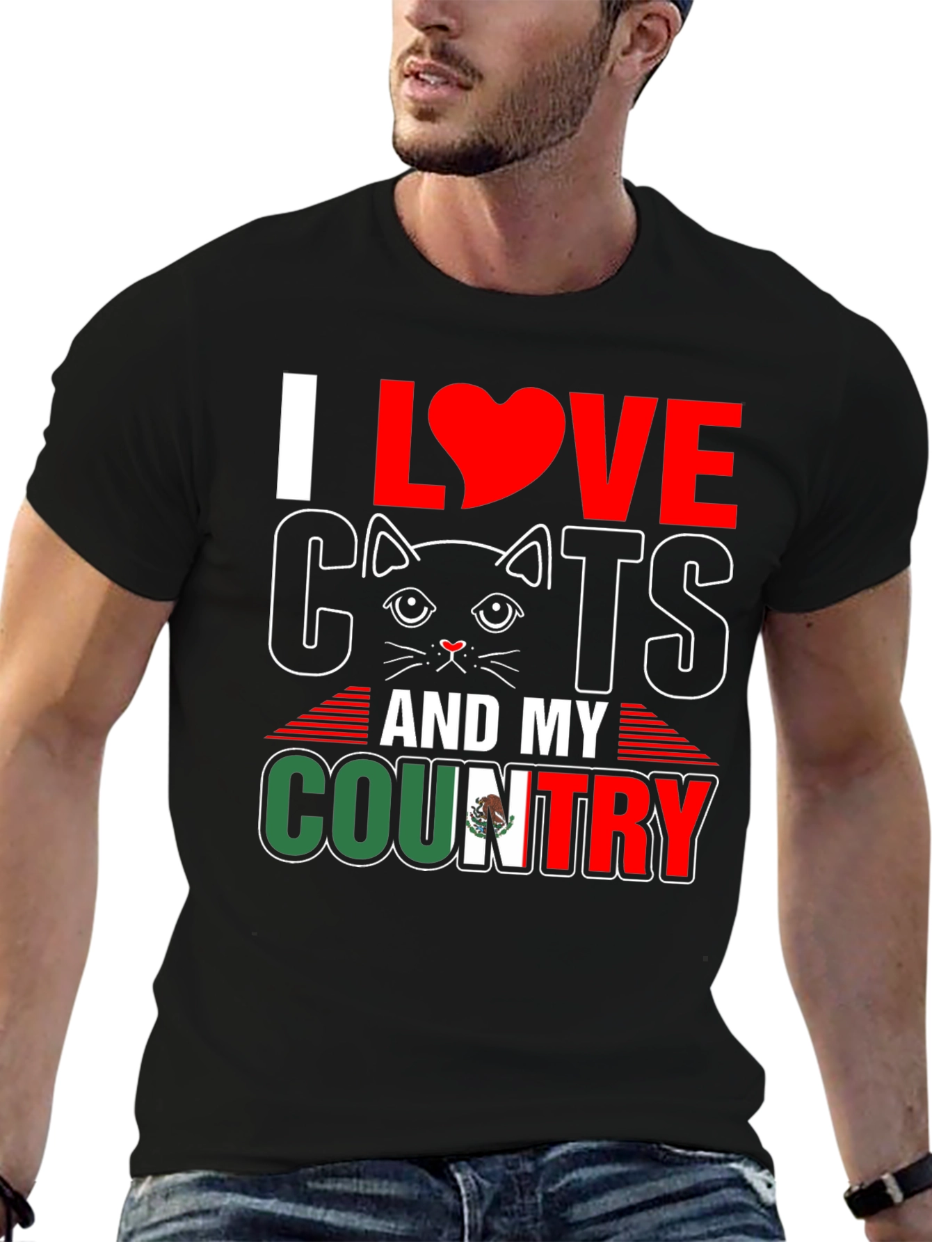 I Love Cats and My Country Graphic T-Shirt