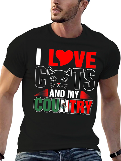 I Love Cats and My Country Graphic T-Shirt