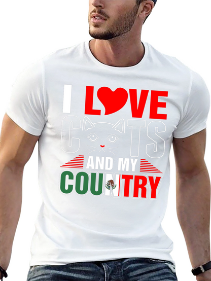 I Love Cats and My Country Graphic T-Shirt