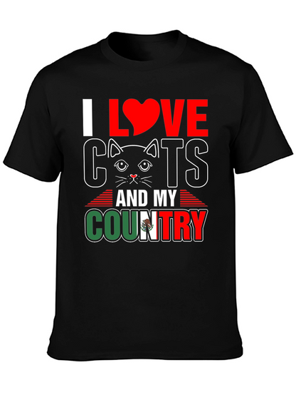 I Love Cats and My Country Graphic T-Shirt