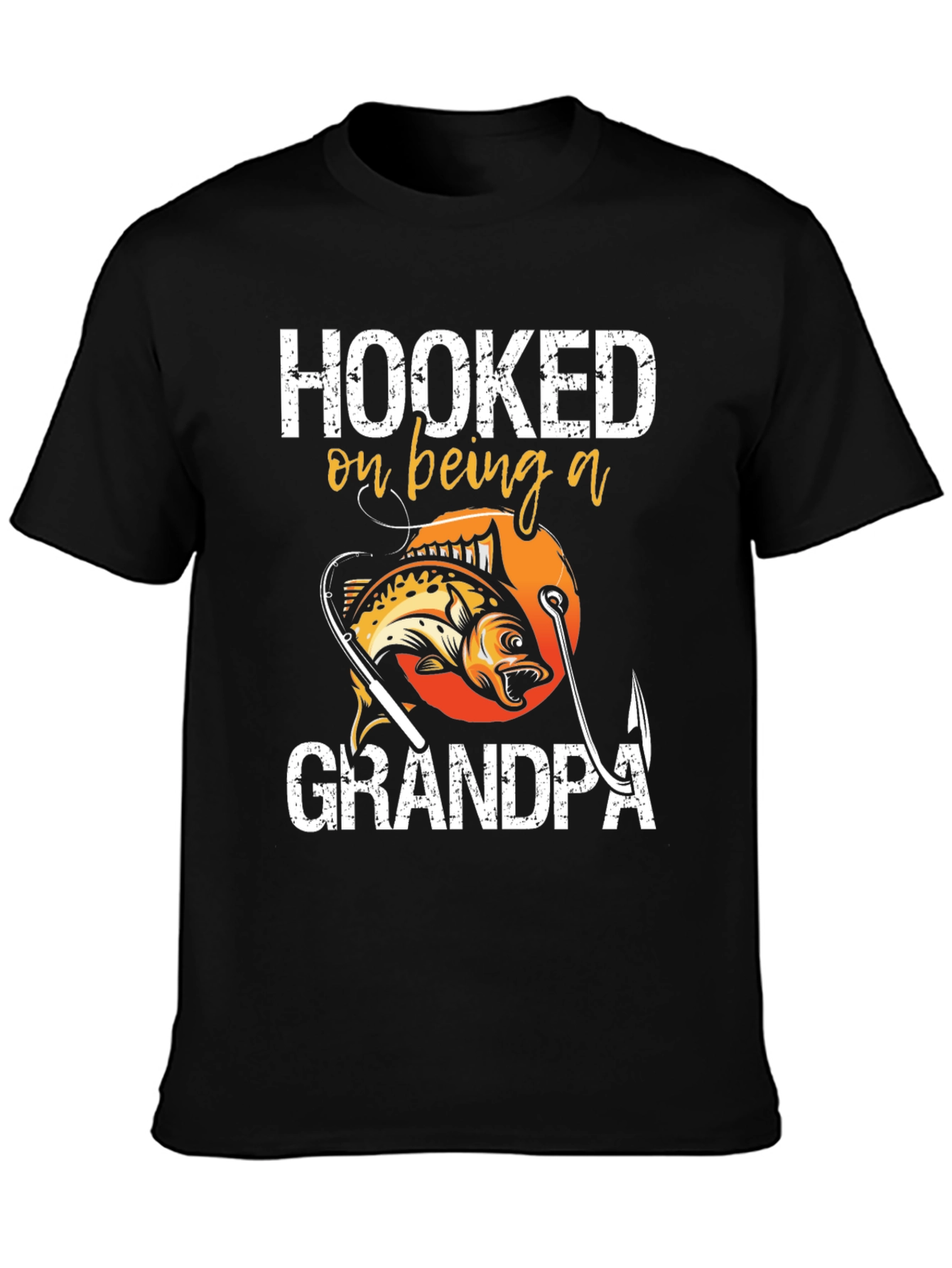 Hooked on Being a Grandpa T-Shirt Fishing Design