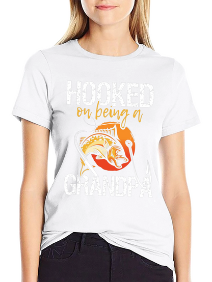 Hooked on Being a Grandpa T-Shirt Fishing Design