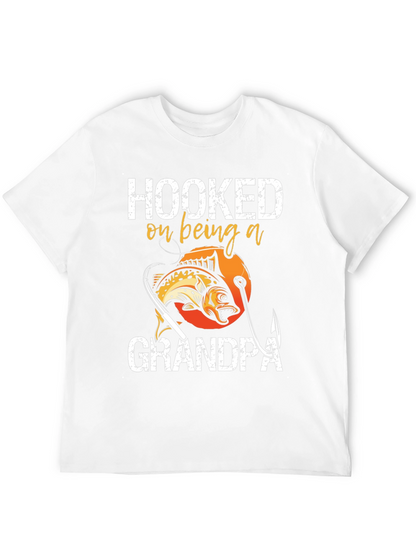 Hooked on Being a Grandpa T-Shirt Fishing Design