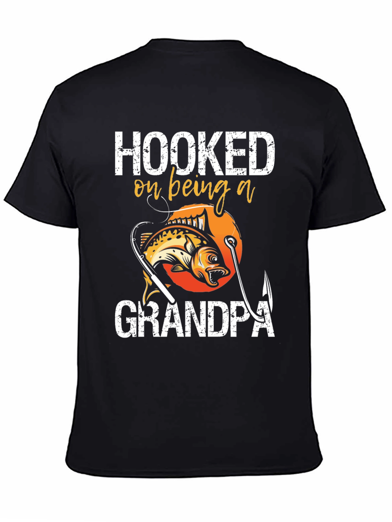 Hooked on Being a Grandpa T-Shirt Fishing Design