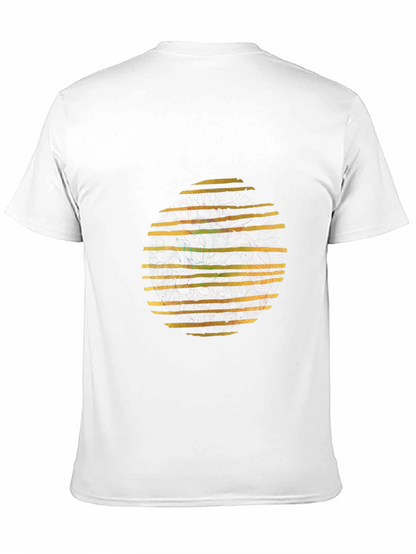 Abstract Striped Circle Graphic Black T-Shirt
