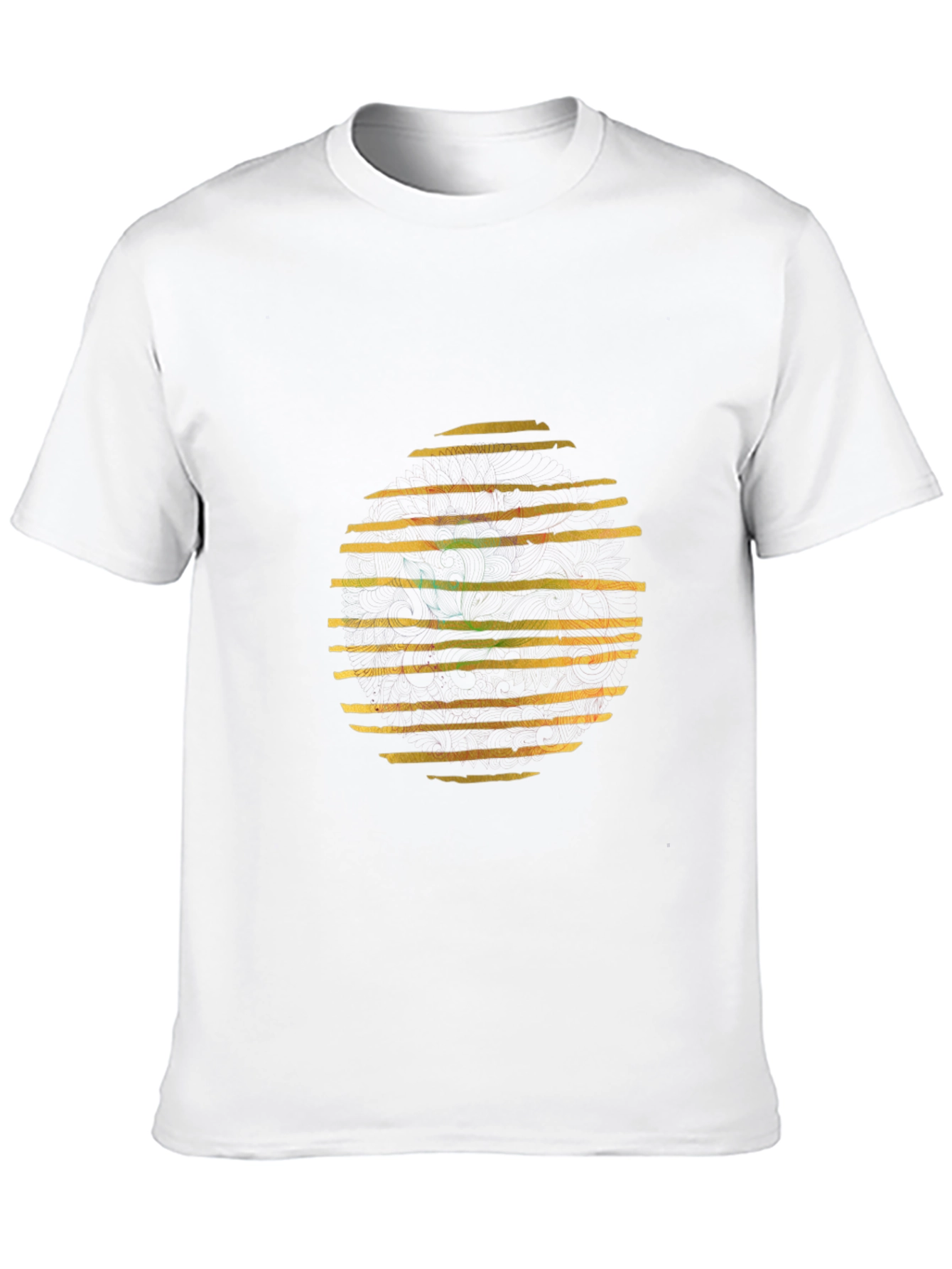 Abstract Striped Circle Graphic Black T-Shirt