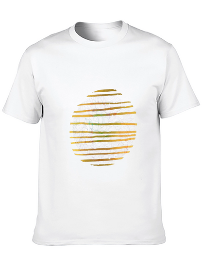Abstract Striped Circle Graphic Black T-Shirt