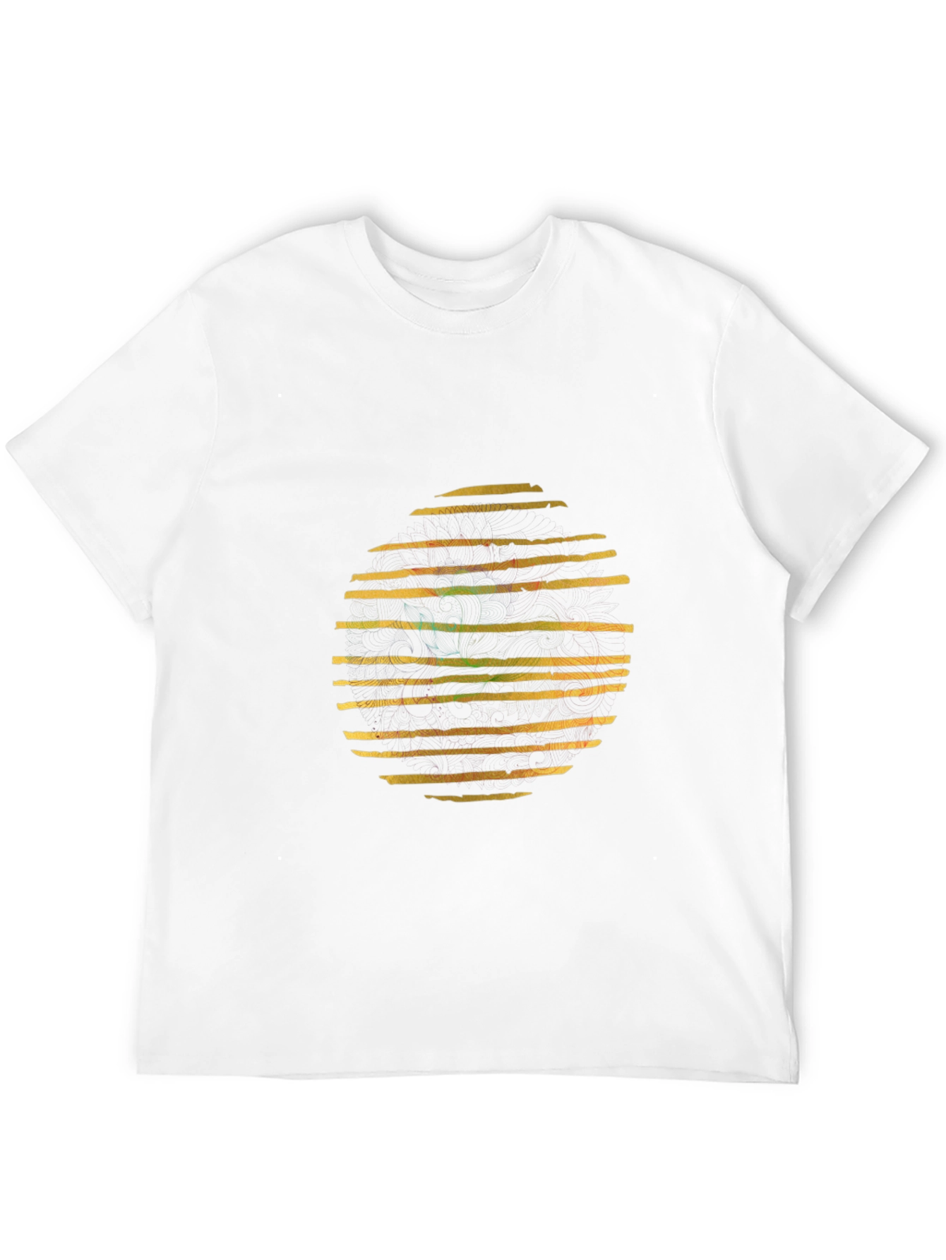 Abstract Striped Circle Graphic Black T-Shirt
