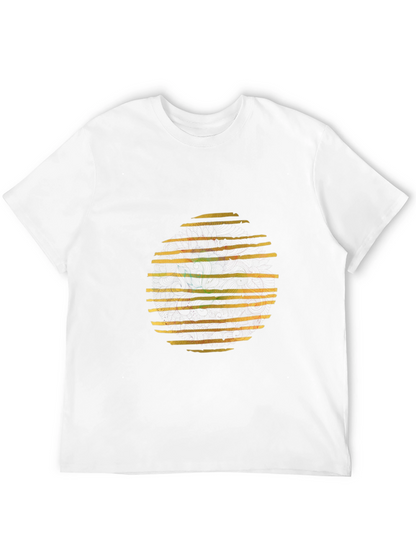 Abstract Striped Circle Graphic Black T-Shirt