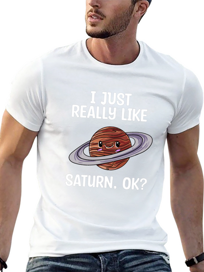 Saturn Lover Graphic Tee - Cute Planet Shirt