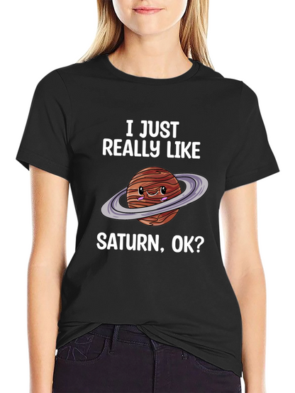 Saturn Lover Graphic Tee - Cute Planet Shirt