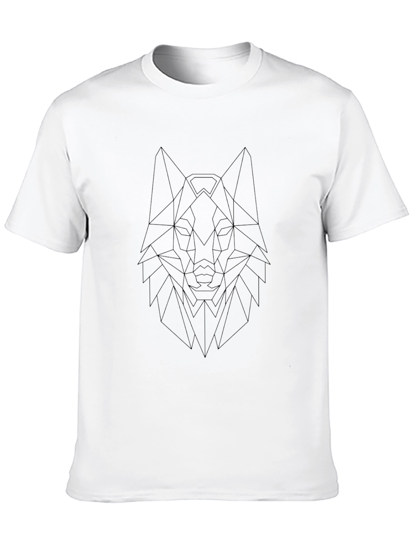 Geometric Wolf Head Graphic Tee - Modern Style