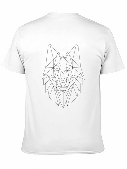 Geometric Wolf Head Graphic Tee - Modern Style
