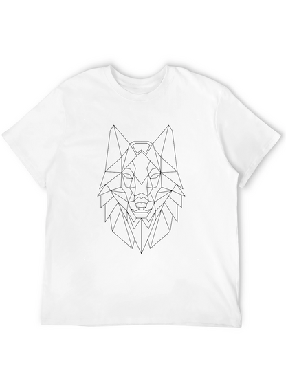 Geometric Wolf Head Graphic Tee - Modern Style