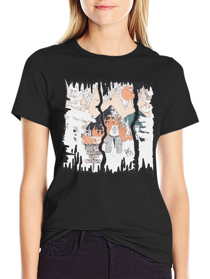 Mountain Adventure Graphic Tee - Black Cotton Shirt