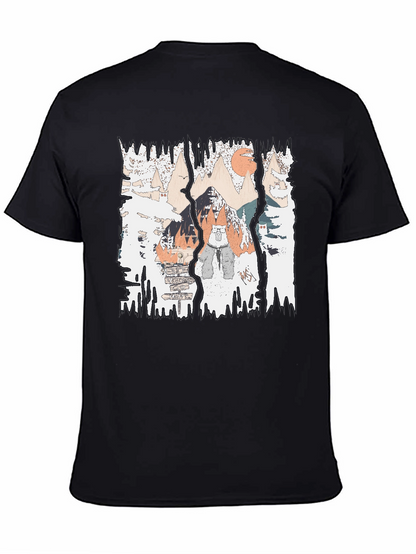 Mountain Adventure Graphic Tee - Black Cotton Shirt