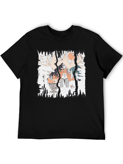 Mountain Adventure Graphic Tee - Black Cotton Shirt