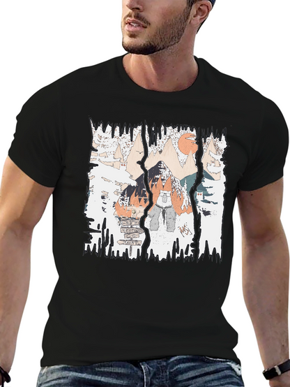 Mountain Adventure Graphic Tee - Black Cotton Shirt