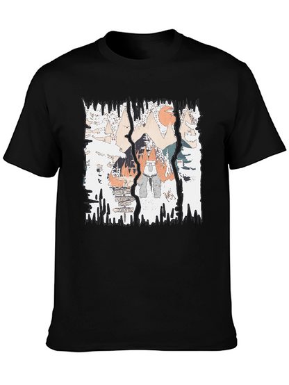 Mountain Adventure Graphic Tee - Black Cotton Shirt