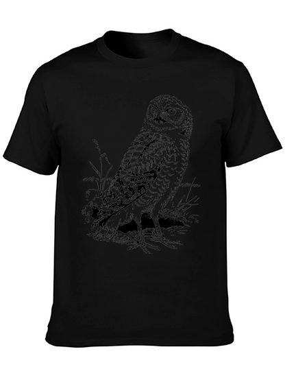 Owl Graphic Print Mens Tee - Black