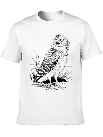 Owl Graphic Print Mens Tee - Black