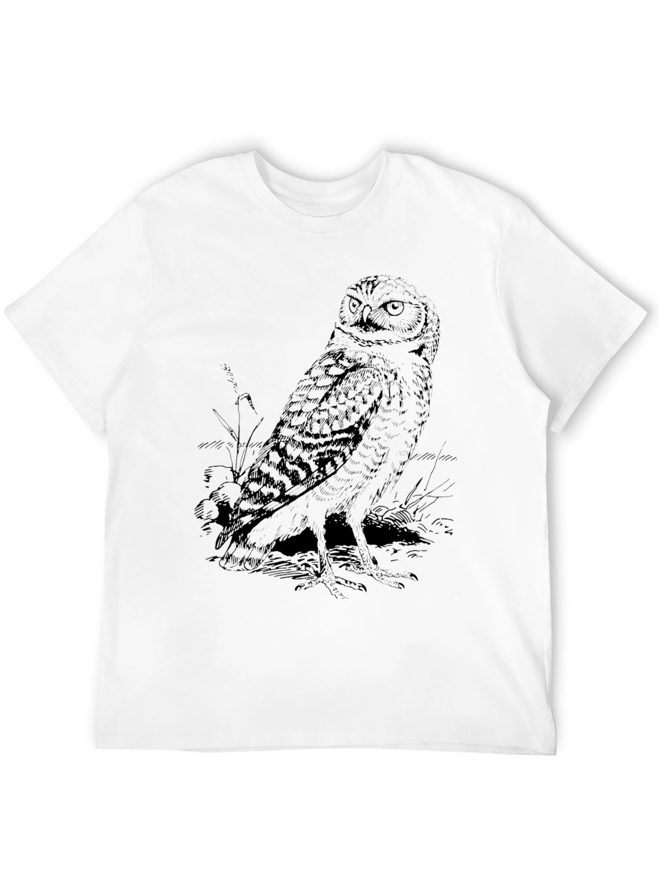 Owl Graphic Print Mens Tee - Black