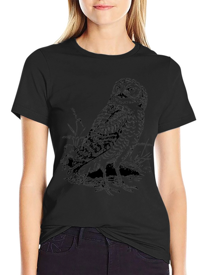 Owl Graphic Print Mens Tee - Black