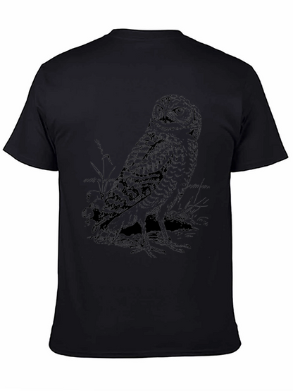 Owl Graphic Print Mens Tee - Black