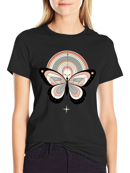 Boho Butterfly Rainbow Graphic Tee - Stylish & Unique