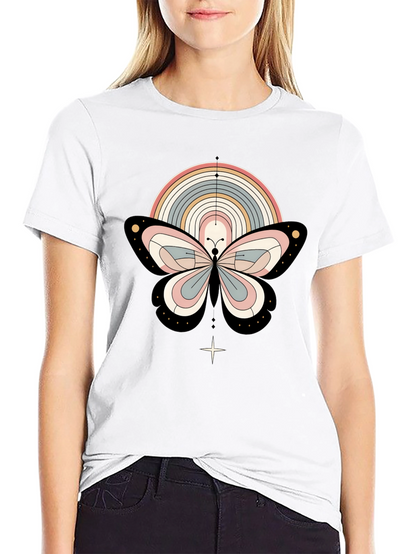 Boho Butterfly Rainbow Graphic Tee - Stylish & Unique
