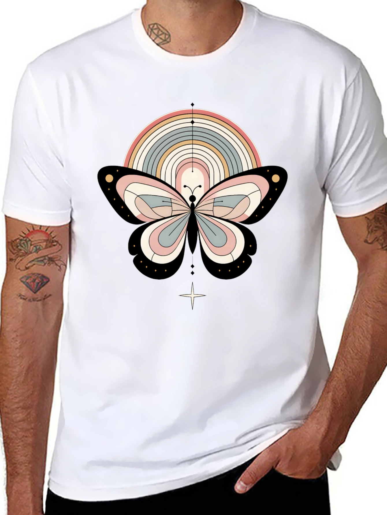 Boho Butterfly Rainbow Graphic Tee - Stylish & Unique