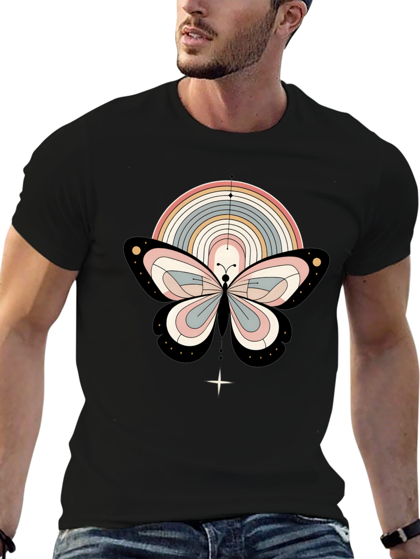 Boho Butterfly Rainbow Graphic Tee - Stylish & Unique