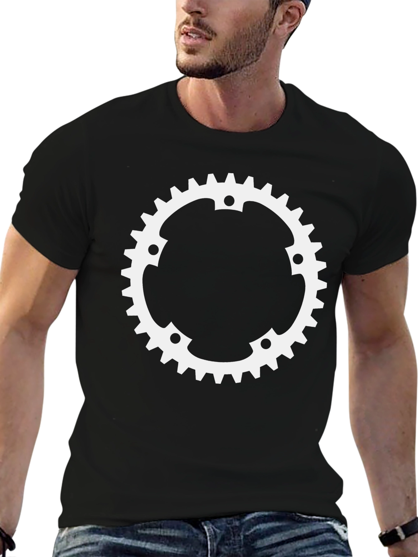 Gear Design T-Shirt - Black Cotton Tee