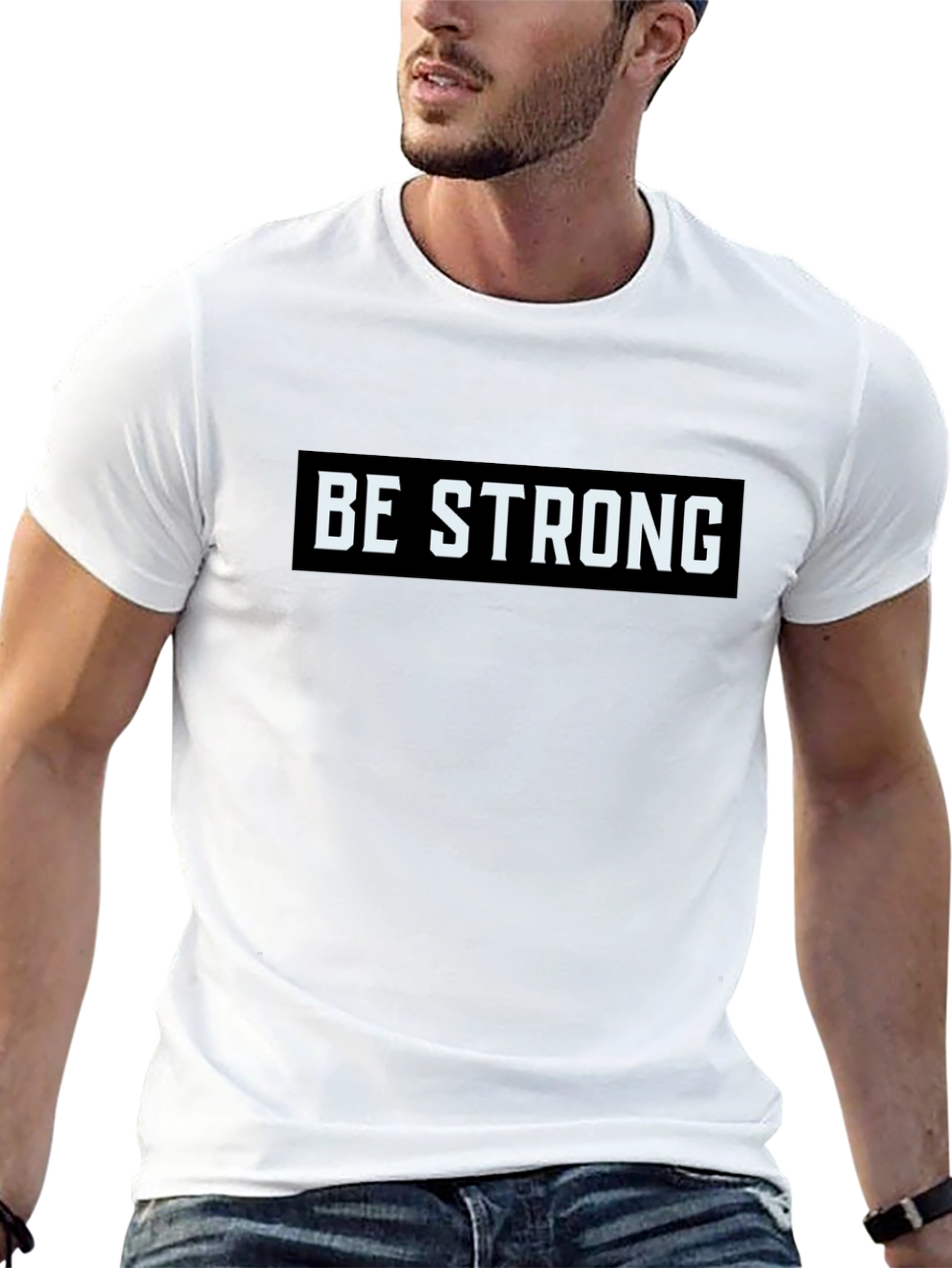 Be Strong Graphic Tee - Motivational Black T-Shirt