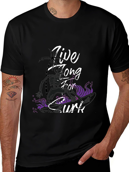 Live Long Surf T-Shirt - Black Graphic Tee