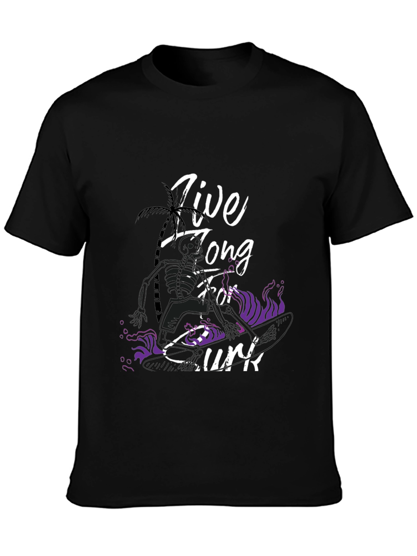 Live Long Surf T-Shirt - Black Graphic Tee