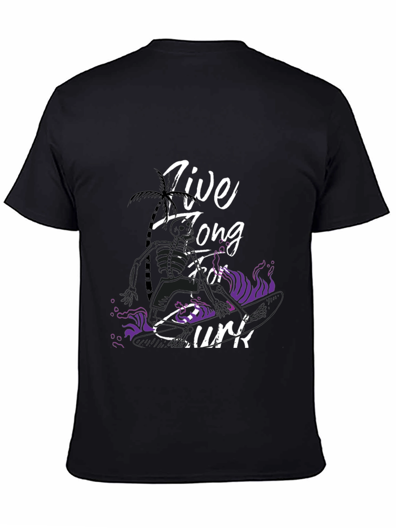 Live Long Surf T-Shirt - Black Graphic Tee