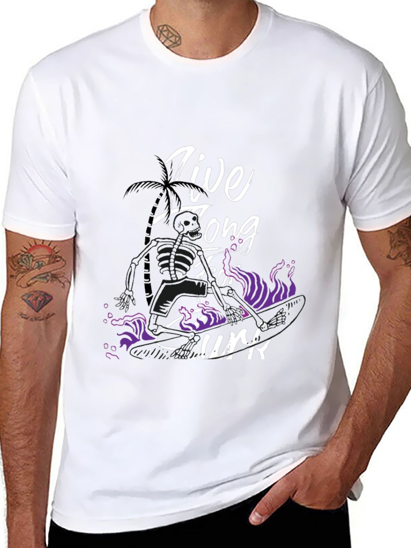 Live Long Surf T-Shirt - Black Graphic Tee