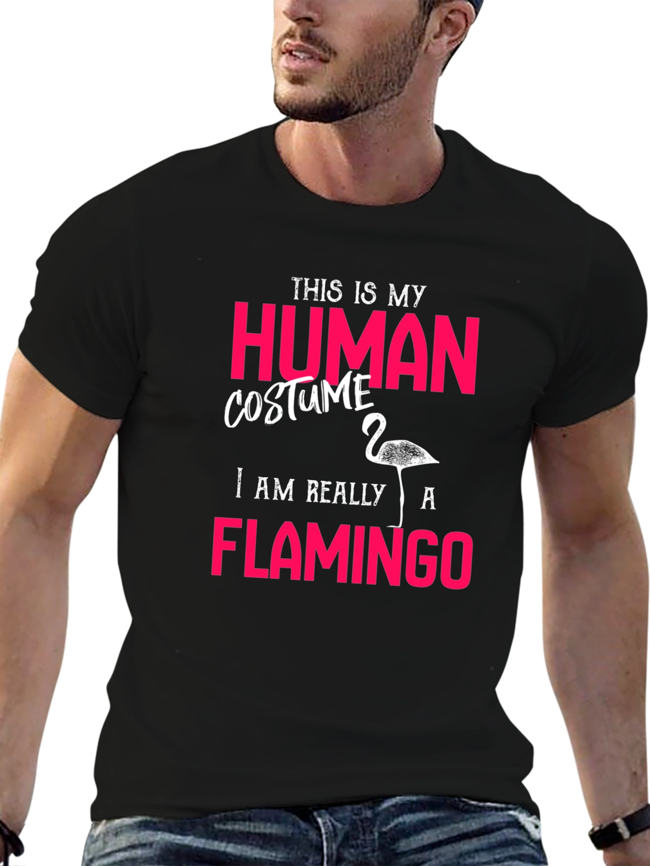 Human Costume Flamingo T-Shirt Funny Halloween Costume Tee
